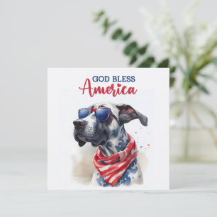 Patriotischer Hund-Great Dane 4. Juli Card Feiertagskarte