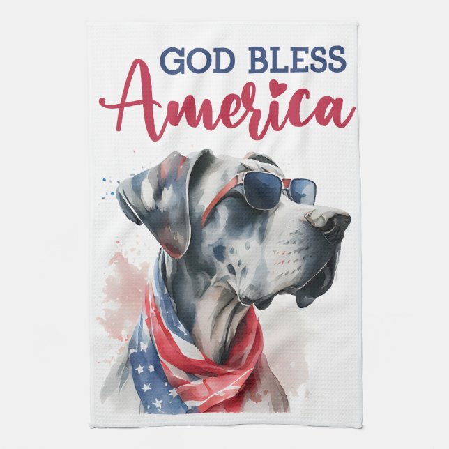 Patriotischer Hund-Great Dane Geschirrtuch (Vertikal)