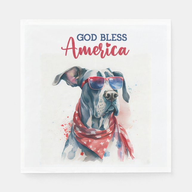 Patriotischer Hund-Great Dane Serviette (Vorderseite)