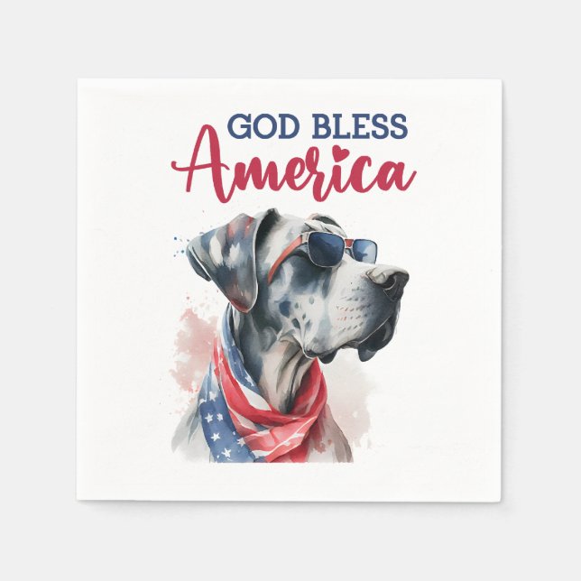 Patriotischer Hund-Great Dane Serviette (Vorderseite)