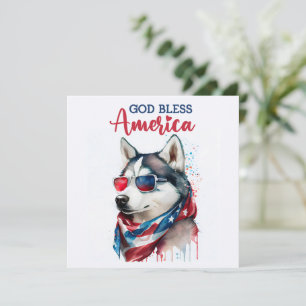 Patriotischer Hund-Husky 4. Juli Karte