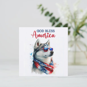 Patriotischer Hund-Husky 4. Juli-Karte Feiertagskarte