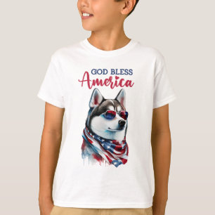 Patriotischer Hund-Husky T-Shirt
