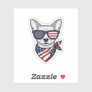 Patriotischer Hund mit Flagge Sonnenbrille Vintage Aufkleber