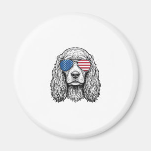 Patriotischer Hund mit Flagge Sonnenbrille Vintage Magnet