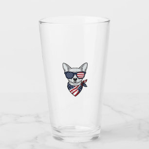 Patriotischer Hund mit Flaggen-Sonnenbrille Vintag Glas