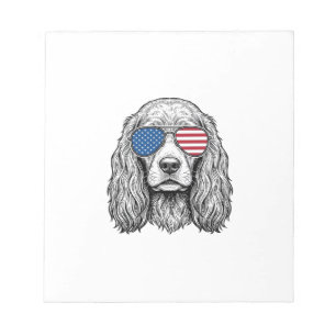 Patriotischer Hund mit Flaggen-Sonnenbrille Vintag Notizblock