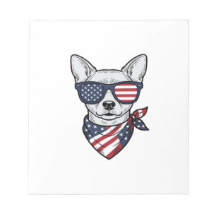 Patriotischer Hund mit Flaggen-Sonnenbrille Vintag Notizblock