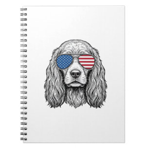 Patriotischer Hund mit Flaggen-Sonnenbrille Vintag Notizblock