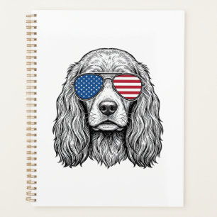 Patriotischer Hund mit Flaggen-Sonnenbrille Vintag Planer