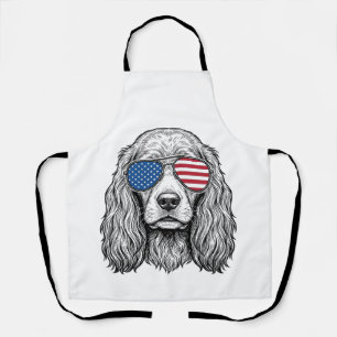 Patriotischer Hund mit Flaggen-Sonnenbrille Vintag Schürze
