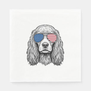 Patriotischer Hund mit Flaggen-Sonnenbrille Vintag Serviette