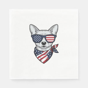 Patriotischer Hund mit Flaggen-Sonnenbrille Vintag Serviette