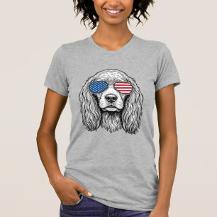 Patriotischer Hund mit Flaggen-Sonnenbrille Vintag T-Shirt