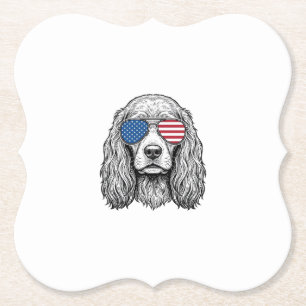 Patriotischer Hund mit Flaggen-Sonnenbrille Vintag Untersetzer