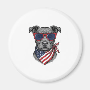 Patriotischer Hund mit Sonnenbrille Vintage-Shirt- Magnet
