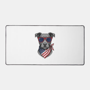 Patriotischer Hund mit Sonnenbrille Vintage-Shirt- Schreibtischunterlage