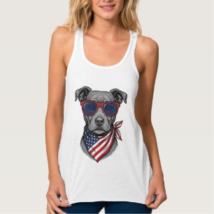 Patriotischer Hund mit Sonnenbrille Vintage-Shirt- Tank Top