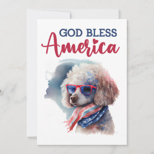 Patriotischer Hund - Poodle 4. Juli Card Feiertagskarte