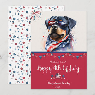 Patriotischer Hund-Rottweiler 4. Juli-Karte Feiertagskarte