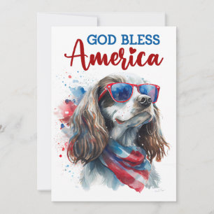 Patriotischer Hund - Spaniel 4. Juli Karte