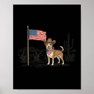 Patriotischer Hund USA 4. Juli Amerikanische Flagg Poster