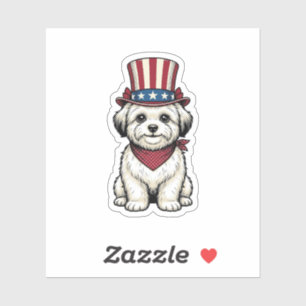 Patriotischer Hund Vintage Gravur Vektor Design_1 Aufkleber