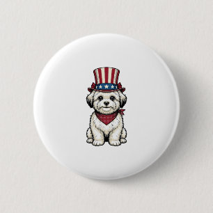 Patriotischer Hund Vintage Gravur Vektor Design_1 Button