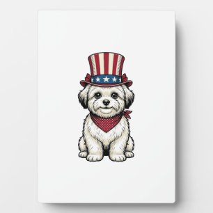 Patriotischer Hund Vintage Gravur Vektor Design_1 Fotoplatte