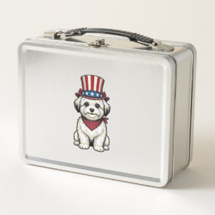 Patriotischer Hund Vintage Gravur Vektor Design_1 Metall Brotdose