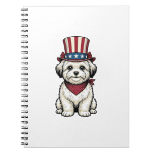 Patriotischer Hund Vintage Gravur Vektor Design_1 Notizblock
