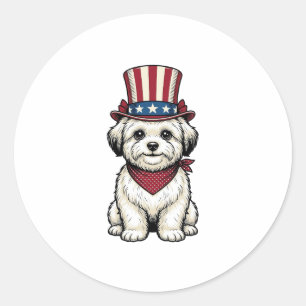 Patriotischer Hund Vintage Gravur Vektor Design_1 Runder Aufkleber