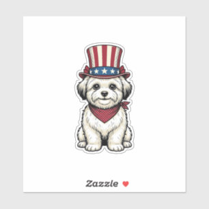 Patriotischer Hund Vintage-Stich Vektor-Design_1 Aufkleber