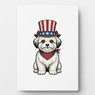 Patriotischer Hund Vintage-Stich Vektor-Design_1 Fotoplatte