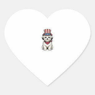 Patriotischer Hund Vintage-Stich Vektor-Design_1 Herz-Aufkleber