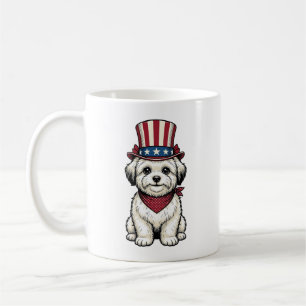 Patriotischer Hund Vintage-Stich Vektor-Design_1 Kaffeetasse