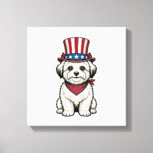 Patriotischer Hund Vintage-Stich Vektor-Design_1 Leinwanddruck