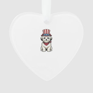 Patriotischer Hund Vintage-Stich Vektor-Design_1 Ornament