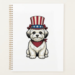 Patriotischer Hund Vintage-Stich Vektor-Design_1 Planer