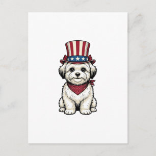 Patriotischer Hund Vintage-Stich Vektor-Design_1 Postkarte