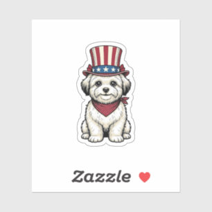 Patriotischer Hund Vintage-Stichvektor-Design_1 Aufkleber