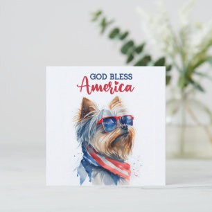 Patriotischer Hund-Yorkie 4. Juli Karte