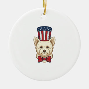 Patriotischer Hund Zylinder Vintage Vektor Design_ Keramik Ornament