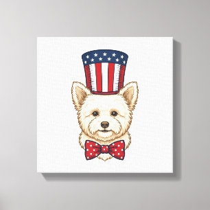 Patriotischer Hund Zylinder Vintage Vektor Design_ Leinwanddruck