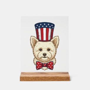 Patriotischer Hund Zylinder Vintage Vektordesign_1 Acrylschild