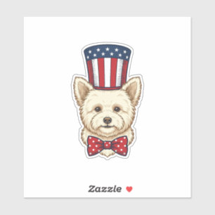 Patriotischer Hund Zylinder Vintage Vektordesign_1 Aufkleber