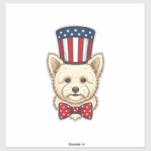 Patriotischer Hund Zylinder Vintage Vektordesign_1 Aufkleber