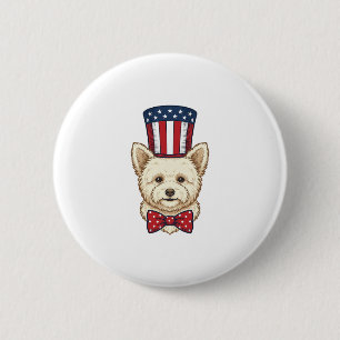 Patriotischer Hund Zylinder Vintage Vektordesign_1 Button