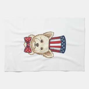 Patriotischer Hund Zylinder Vintage Vektordesign_1 Geschirrtuch