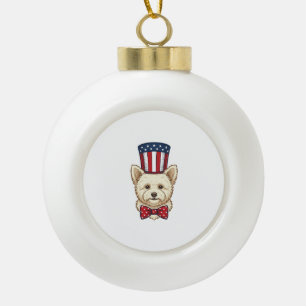 Patriotischer Hund Zylinder Vintage Vektordesign_1 Keramik Kugel-Ornament